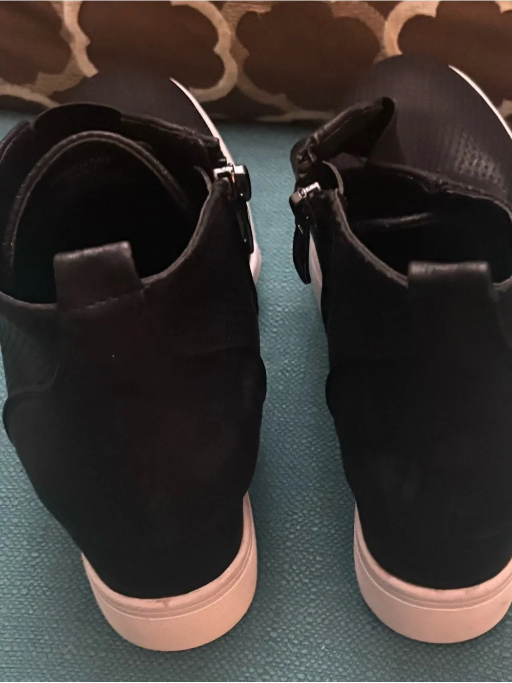 Journee Collection Black Perforated Slip-On Wedge Sneakers, Size 7